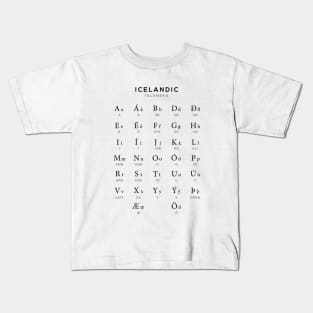 Icelandic Alphabet Chart, Iceland Language Learning Chart, White Kids T-Shirt